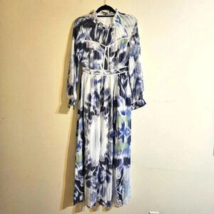 Elegant Blue and White Maxi Dress